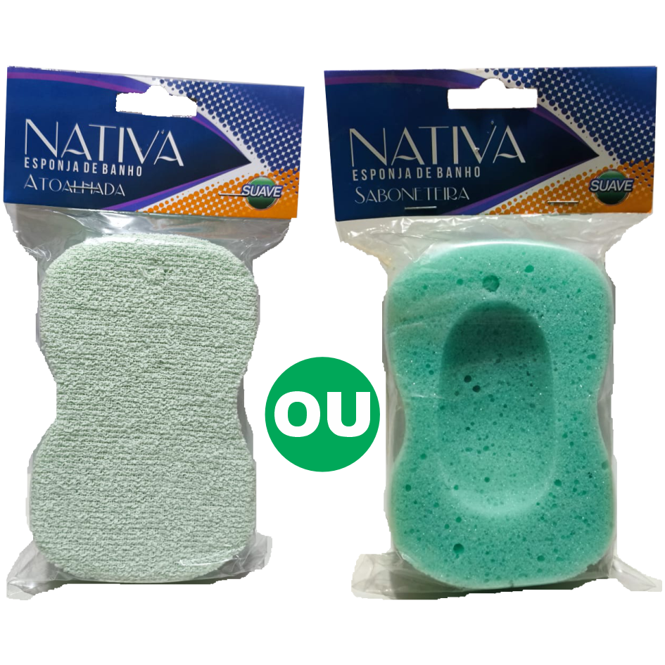 ESPONJA P/ BANHO NATIVA ATOALHADA SUAVE/SABONETEIRA¬