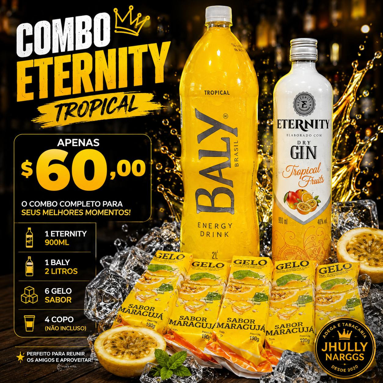 COMBO GIN ETERNITY TROPICAL  900ML 