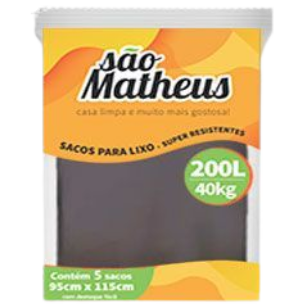 SACO P/ LIXO SAO MATHEUS 200L/40KG C/5UN