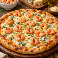 PIZZA DE CAMARÃO AO 3 QUEIJOS