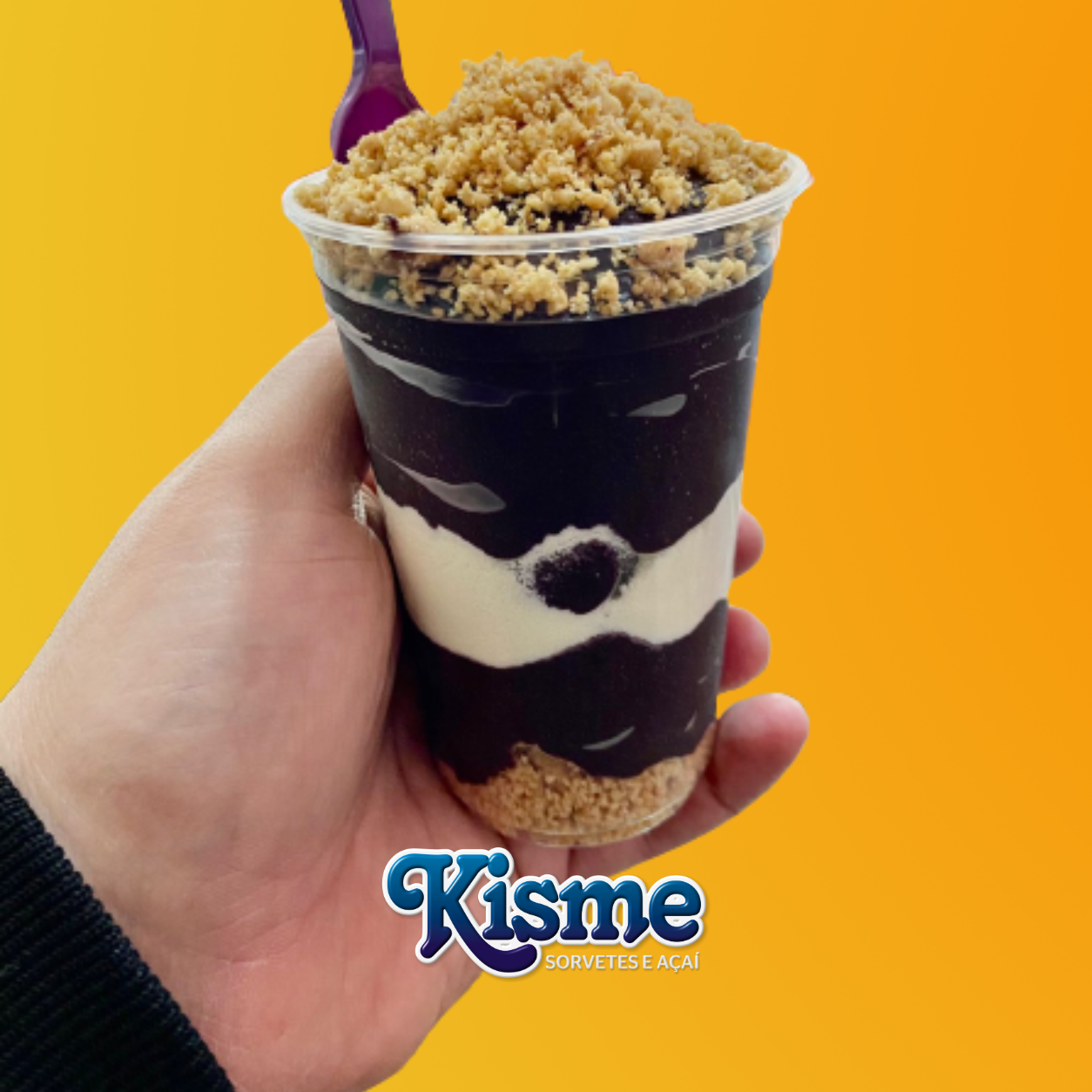 Açaí 300ml Em camada com 3 adicionais Grátis