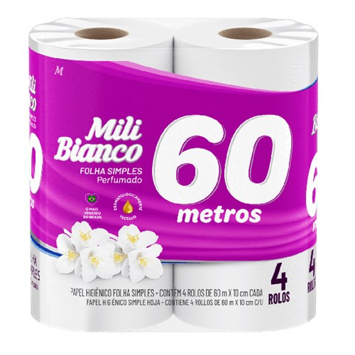 PAPEL HIG MILI BIANCO "PERFUMADO" 60M C/4UN