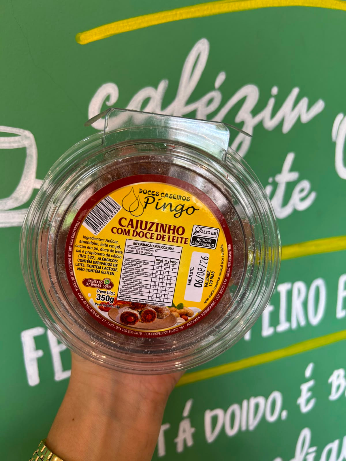 Cajuzinho com Doce de Leite Doces Caseiros Pingo - 350g