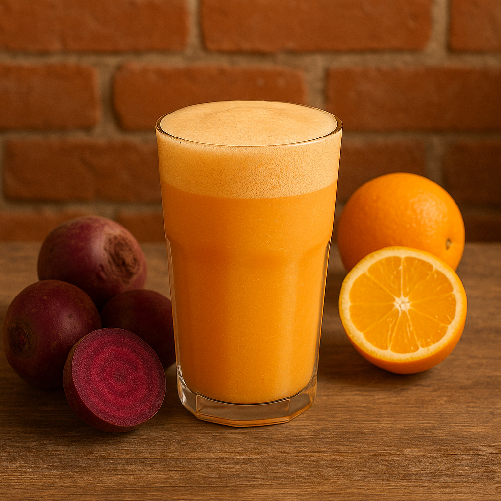 Suco de laranja e beterraba