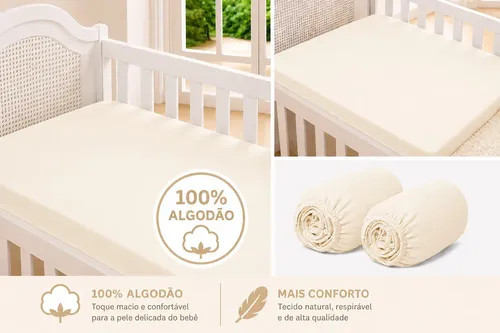 Lençol com elástico para mini Berço - liso rosa