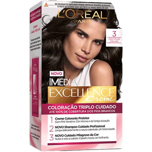 Tintura para Cabelo Imédia Excellence Castanho Escuro 3 L'oréal