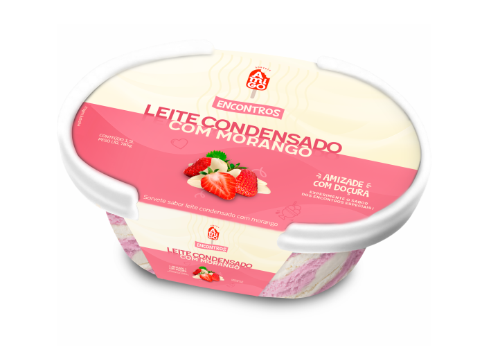 SORVETE DE MORANGO COM LEITE CONDENSADO - 1,5 LT