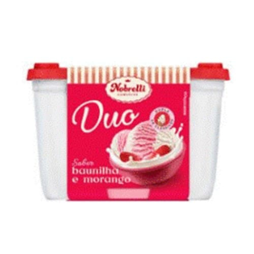 Sorvete Duo Sabor Morango e Baunilha Nobrelli 1,3l