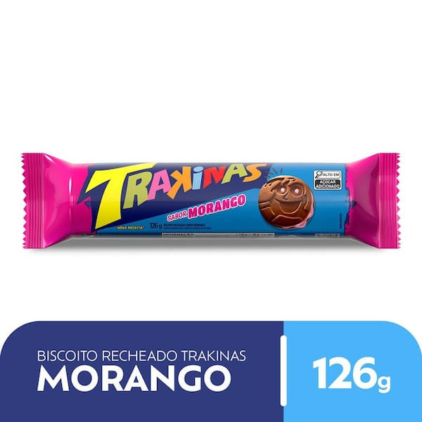 Biscoito Recheado de Morango Trakinas 126 g