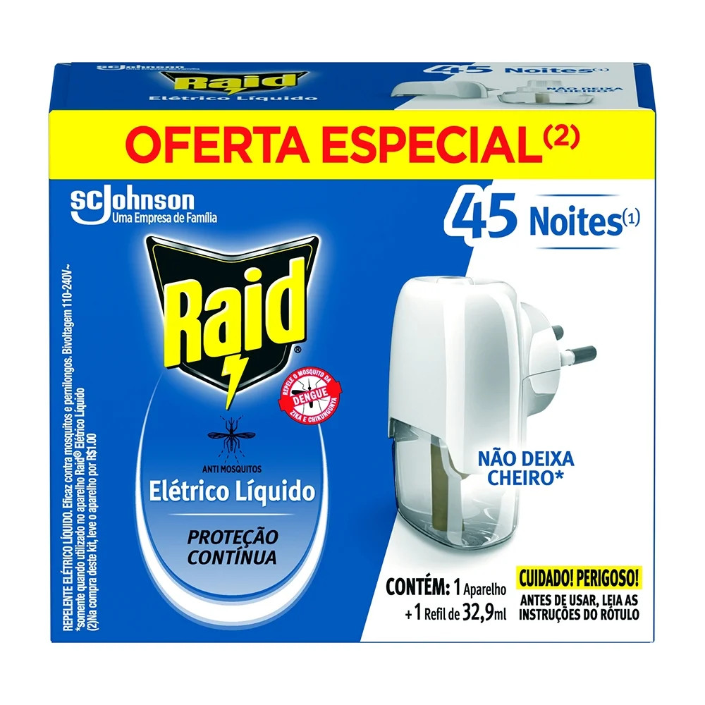 INSETICIDA RAID APARELHO ELÉTRICO + REFIL LÍQUIDO