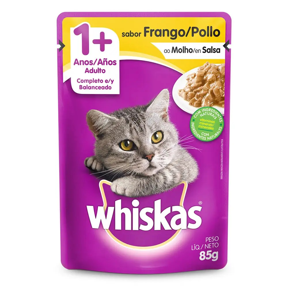 RAÇÃO WHISKAS SABOR FRANGO AO MOLHO 85G