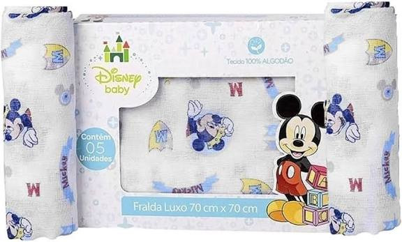 Fralda De Pano Luxo - Disney Mickey -Reutilizável Estampa de personagem azul