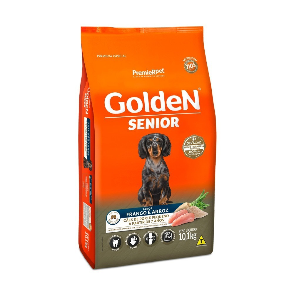 Golden Sênior Pequenas e Mini Sabor Frango e Arroz 10Kg