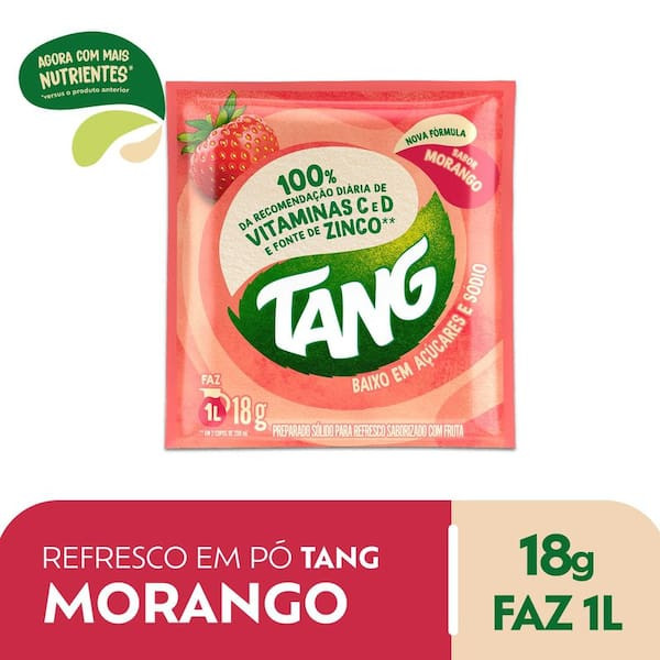 Refresco em Pó Sabor Morango Tang 18g