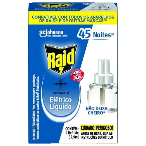 Repelente Elétrico Líquido Refil Raid 32,9ml