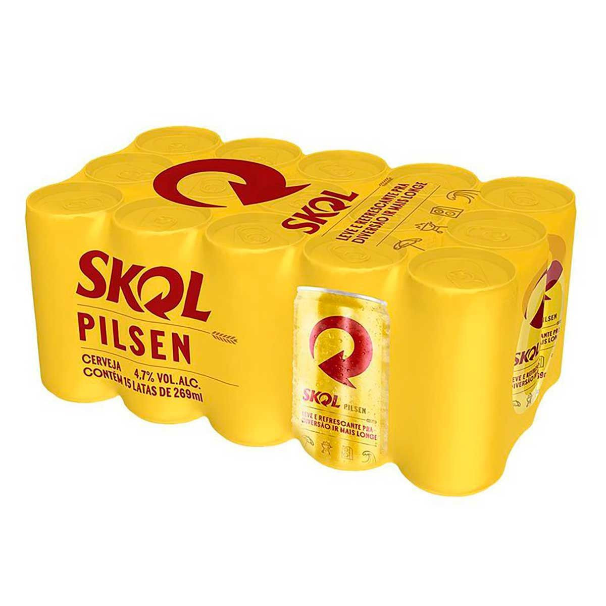 CERVEJA SKOL PILSEN LT 269ML MULTIPCK 15UN