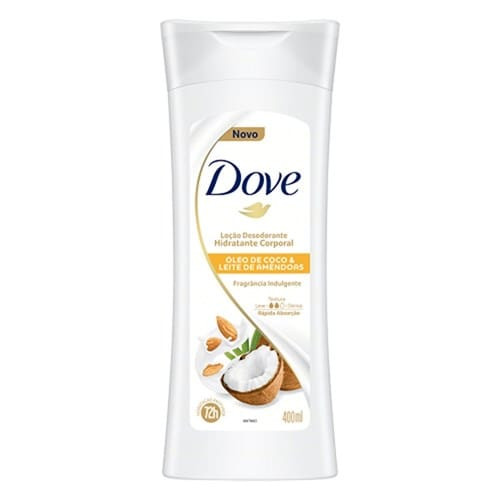 Loção Desodorante Hidratante Corporal Óleo de Coco e Leite de Amêndoas Frasco 400ml
