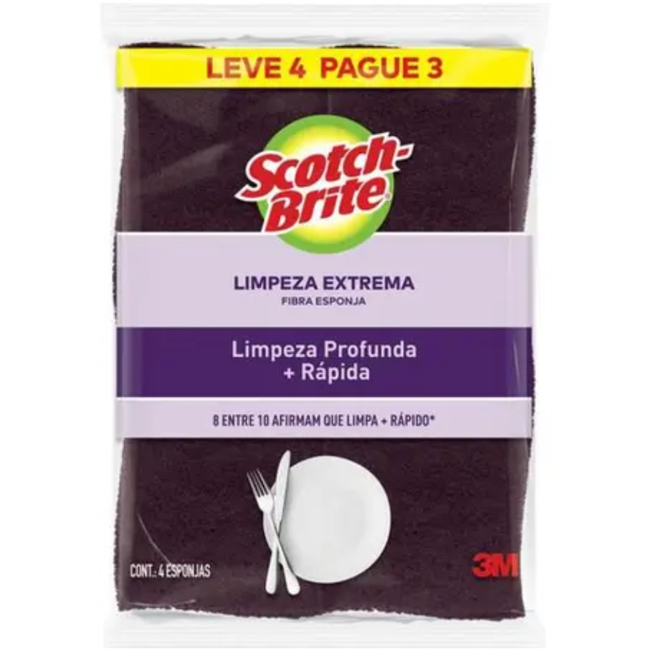ESPONJA MULTIUSO SCOTCH BRITE LIMPEZA PROFUNDA (ROXO) C/4UN