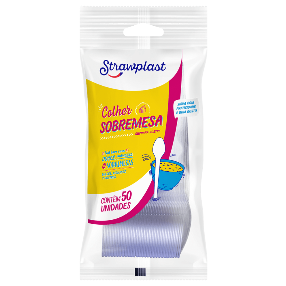 COLHER DESCARTAVEL STRAWPLAST SOBREMESA CRISTAL C/50UN