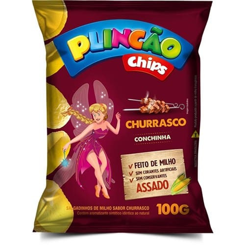 Salgadinho Chips de Conchinha Sabor Churrasco Plincão 100g
