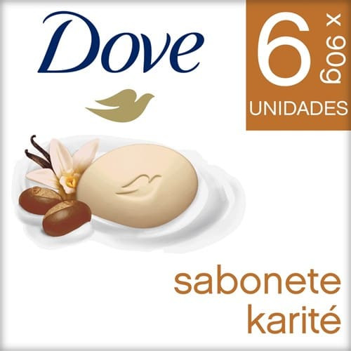 Sabonete em Barra de Karité e Baunilha 90g Dove com 6un