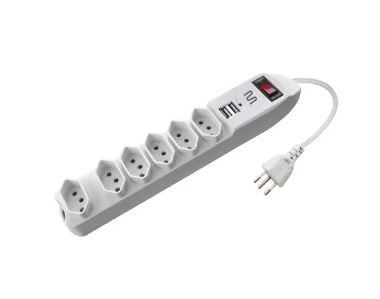 Filtro De Linha C 6 Tomadas E 2 Entradas Usb