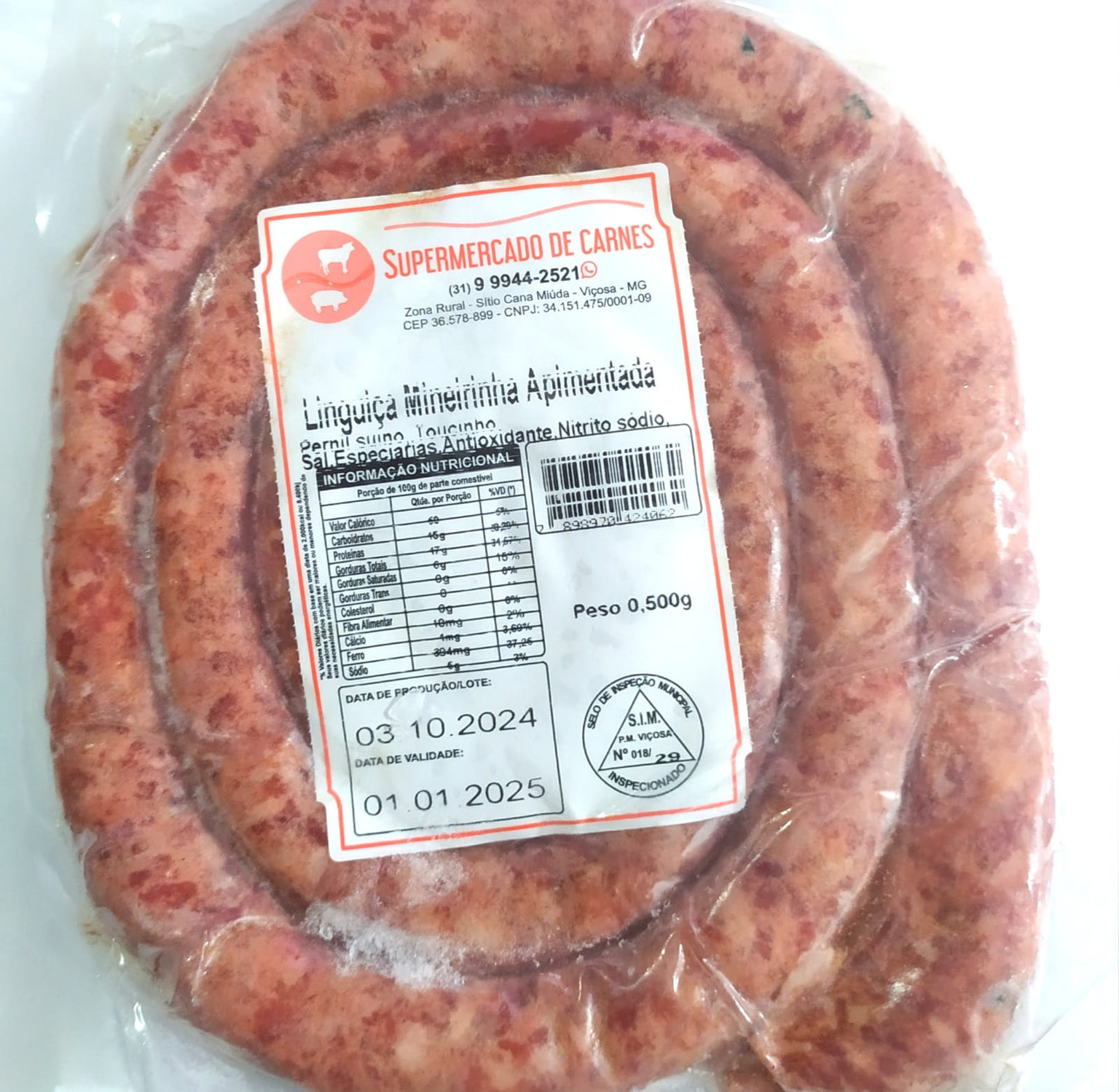 LINGUIÇA MINEIRINHA APIMENTADA SUPER. DE CARNES 500G