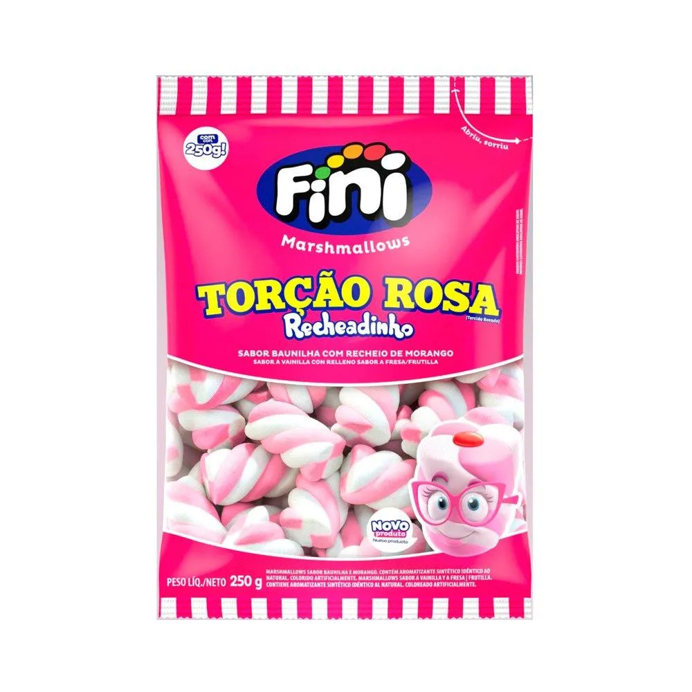 MARSHMALLOW FINI TORÇAO RECHEADINHO ROSA 80G