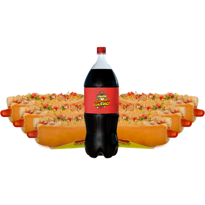 6 Cachorro quente Tradicional + Refri 2LT