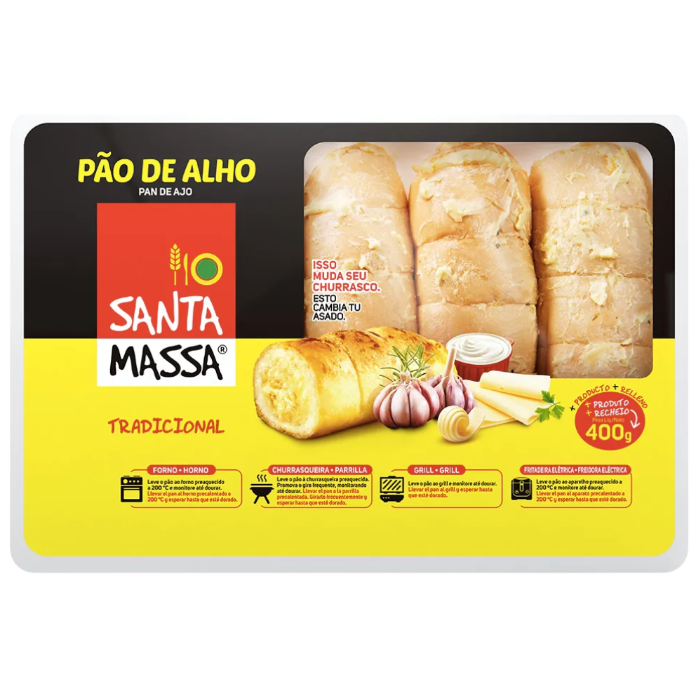 PAO DE ALHO SANTA MASSA TRADICIONAL 400G