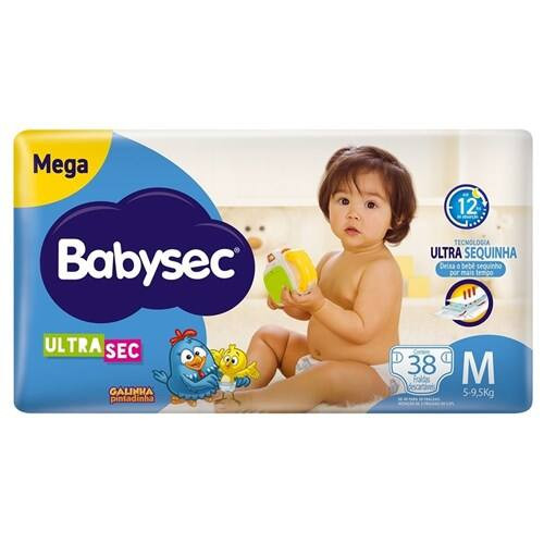 Fralda Descartavel Tamanho M Ultra-Sec Mega Babysec com 38un