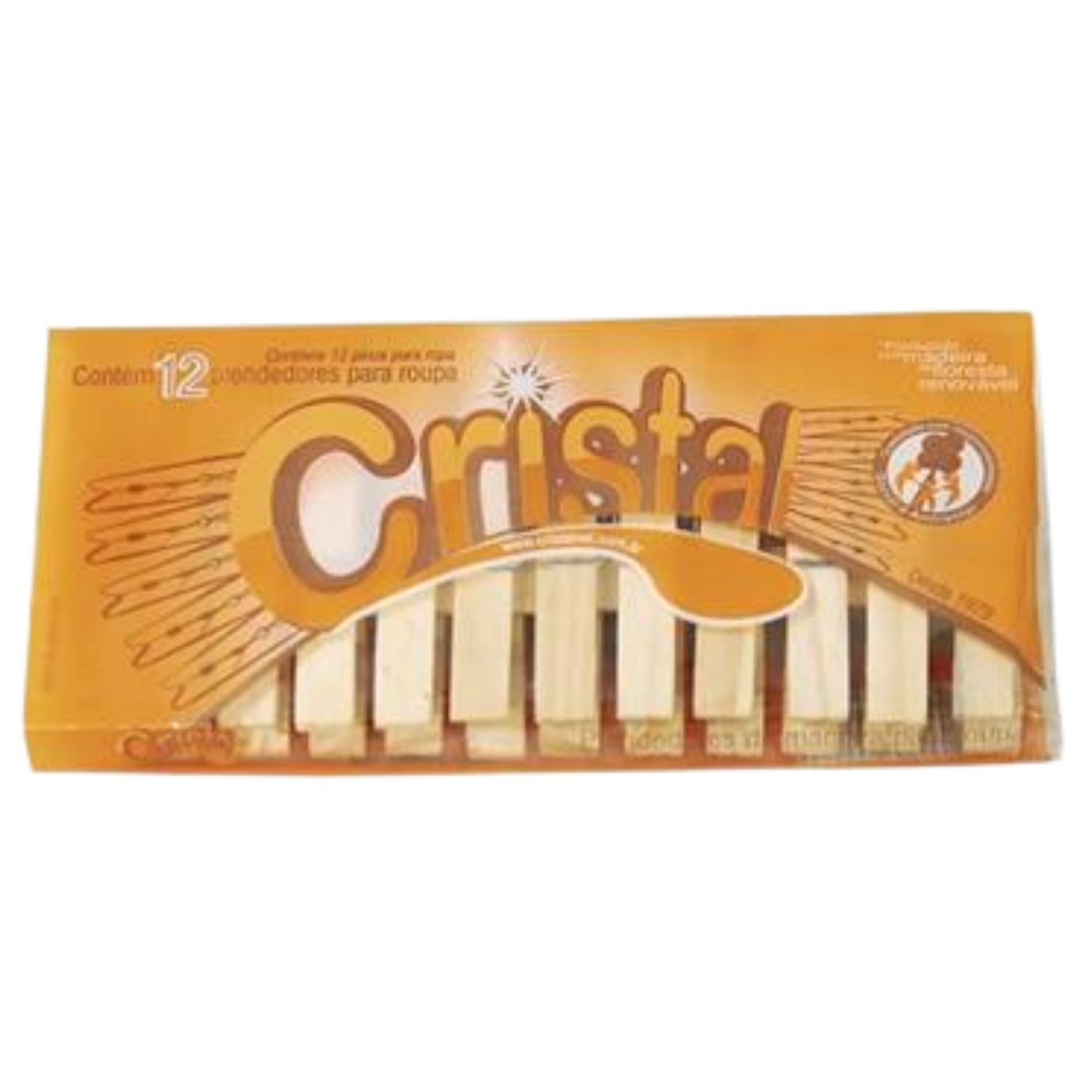 PRENDEDOR P/ ROUPAS CRISTAL MADEIRA C/12UN
