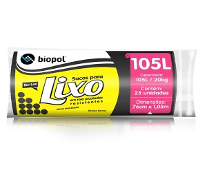 SACO P/ LIXO BIOLAR ROLO 105L/20KG C/25UN