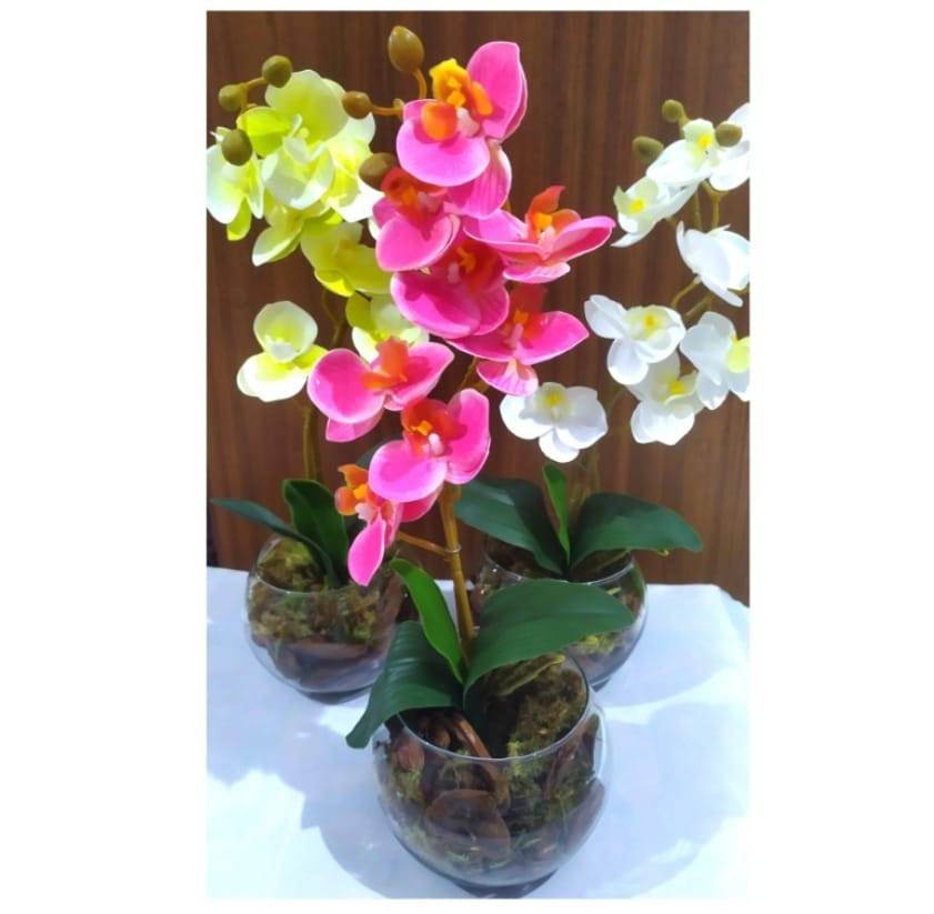  FLOR ORQUÍDEA DE PLÁSTICO 16CM 