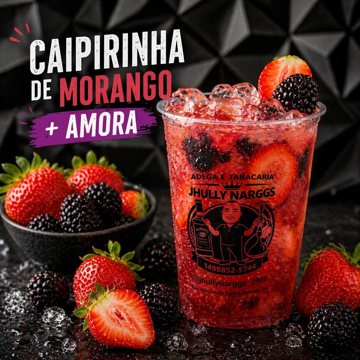 CAIPIRINHA AMORA COM MORANGO 