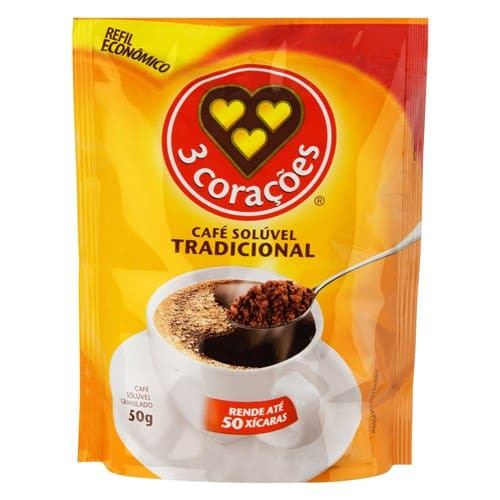 Café Solúvel Granulado Tradicional 3 Corações Refil 50g