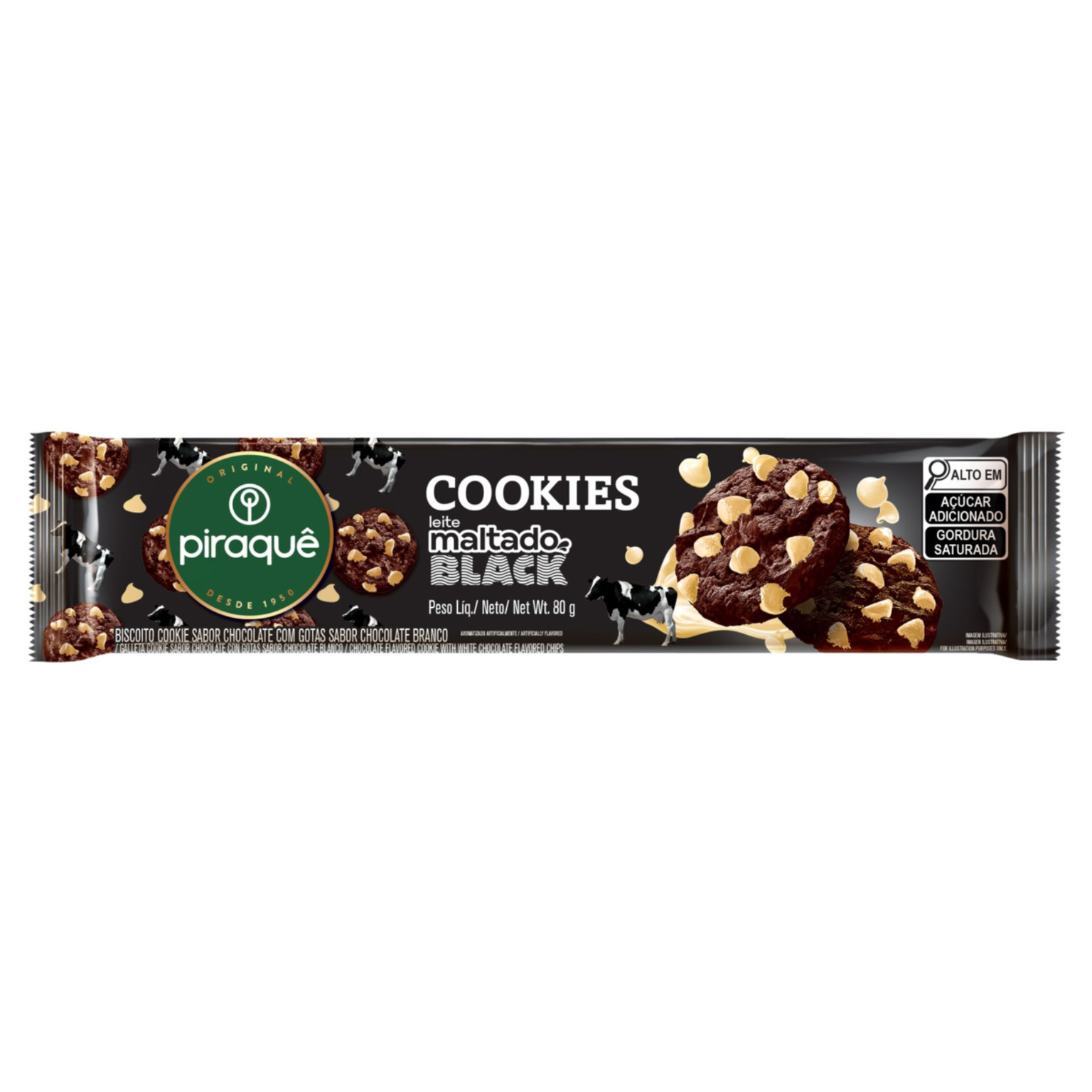 BISCOITO PIRAQUÊ COOKIE MALTADO BLACK 80G