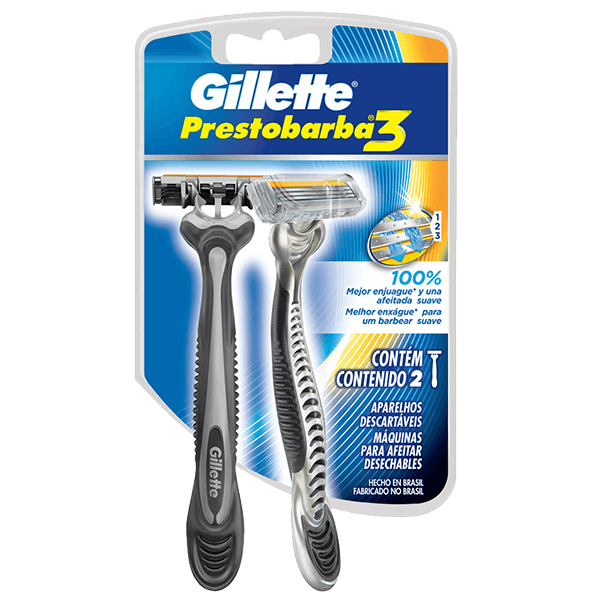 APARELHO BARBEAR GILLETTE PRESTO3 C/2UN