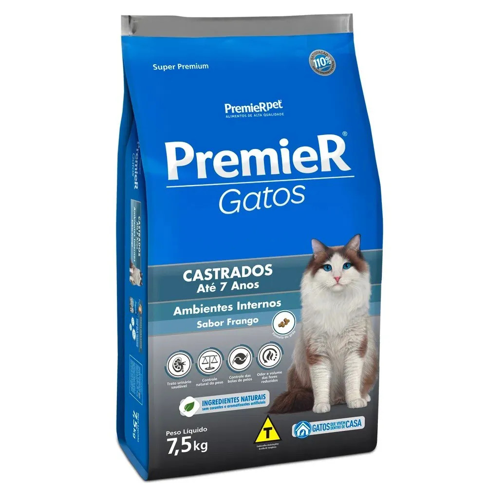 Premier Gatos Castrados Frango 7,5kg