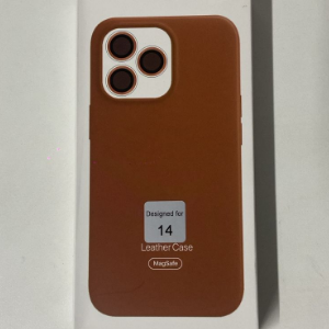 CAPA INDUCAO MARROM IPHONE 14 LEATHER CASE