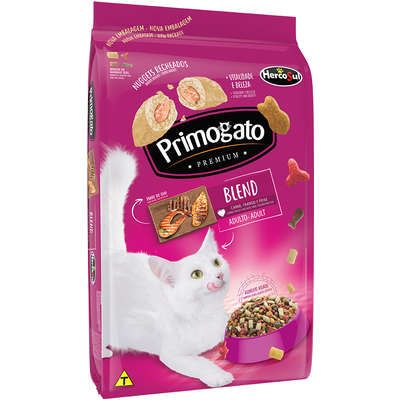 Ração Seca Primogato Premium Blend Carne, Frango e Peixe para Gatos Adultos.25kg.
