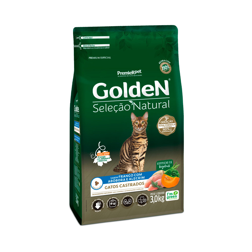 Golden Seleção Natural Gatos Castrados Frango com Abóbora & Alecrim 3kg