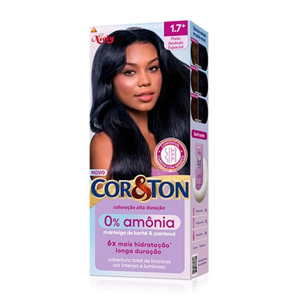TINTURA COR E TON "1.7" PRETO AZULADO 0% AMONIA
