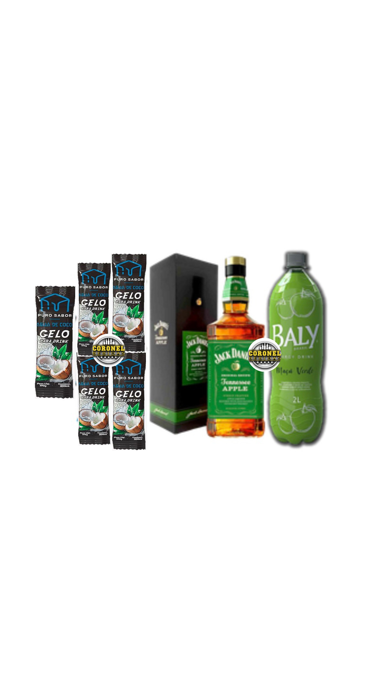 Jack Apple (( Maçã )  + 1 Baly Maçã Verde + 5 Gelo de coco 