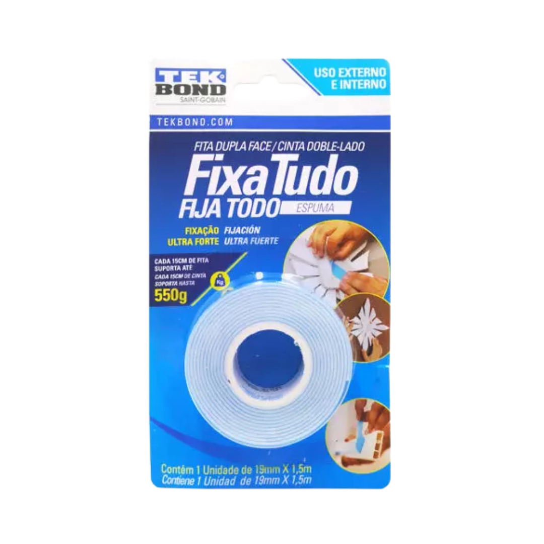 FITA DUPLA FACE TEK BOND 19MM C1,5M ESPUMA