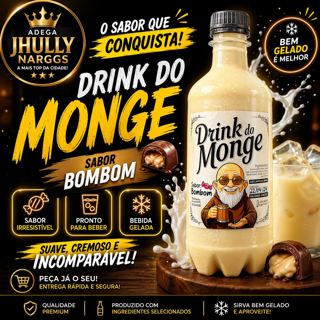 BATIDINHA DO MONGE BOMBOM 500ML 