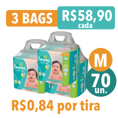 FRALDA PAMPERS CONFORTSEC BAG M