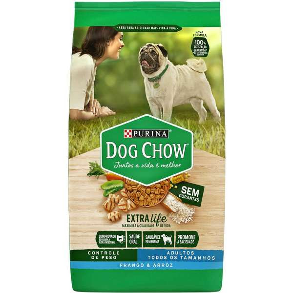 Ração Seca Nestlé Purina Dog Chow Controle de Peso Frango e Arroz para Cães Adultos Todos os Tamanhos 15kg