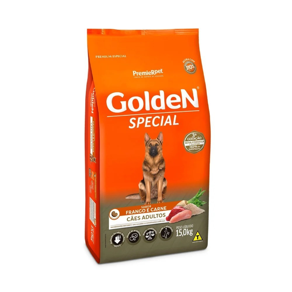 Golden Special Adulto Médias e Grandes 15Kg Sabor Carne e Frango