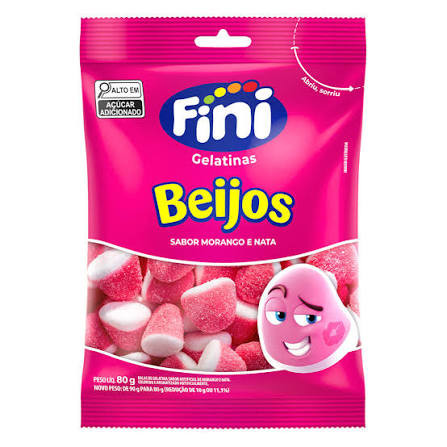 FINI BEIJOS SABOR MORANGO E NATA 80G